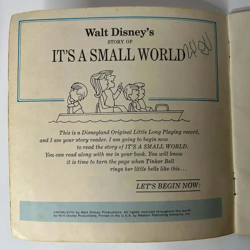 Walt Disney's It's a Small World Read-Along Book and Record Set #323